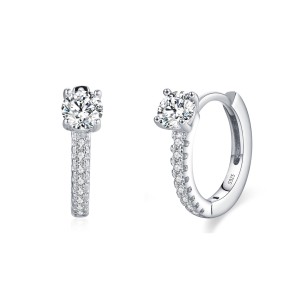 925 Sterling Silver Minimalist Round Zircon Hoop Earring 60200346 925 Sterling Silver Minimalist Round Zircon Hoop Earring 60200346