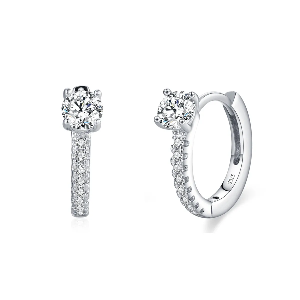 925 Sterling Silver Minimalist Round Zircon Hoop Earring 60200346 925 Sterling Silver Minimalist Round Zircon Hoop Earring 60200346