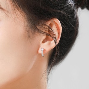 925 Sterling Silver Minimalist Round Zircon Hoop Earring 60200346 925 Sterling Silver Minimalist Round Zircon Hoop Earring 60200346