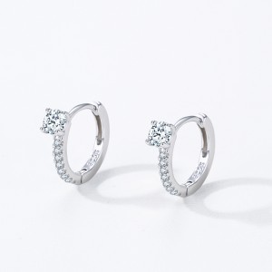 925 Sterling Silver Minimalist Round Zircon Hoop Earring 60200346 925 Sterling Silver Minimalist Round Zircon Hoop Earring 60200346