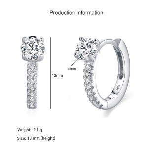 925 Sterling Silver Minimalist Round Zircon Hoop Earring 60200346 925 Sterling Silver Minimalist Round Zircon Hoop Earring 60200346
