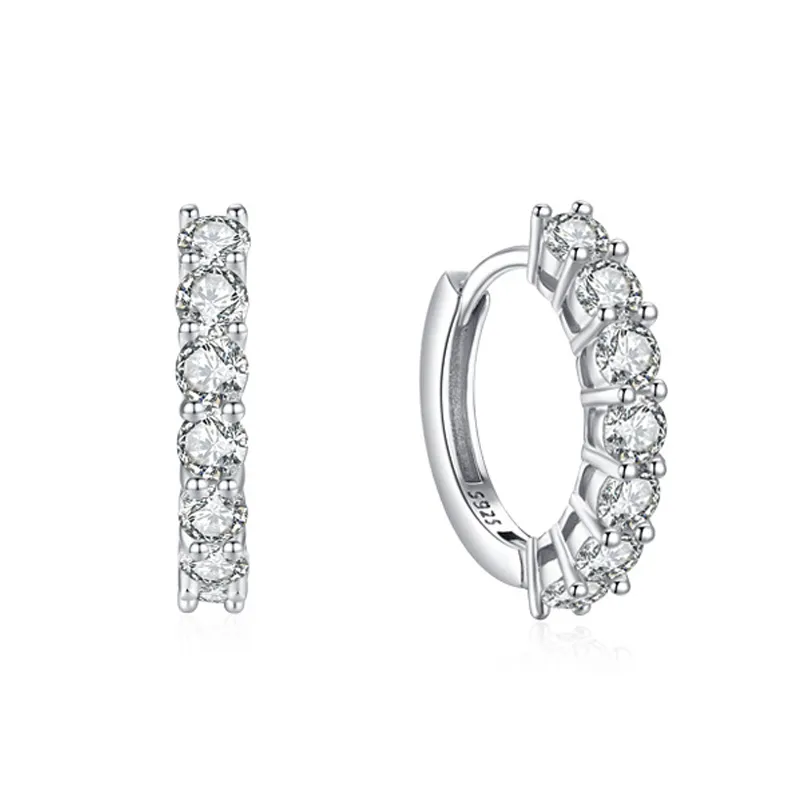 925 Sterling Silver Full Zircon Hoop Earring 60200347