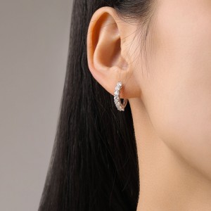 925 Sterling Silver Full Zircon Hoop Earring 60200347