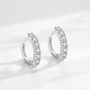 925 Sterling Silver Full Zircon Hoop Earring 60200347