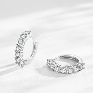 925 Sterling Silver Full Zircon Hoop Earring 60200347