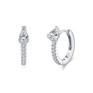 925 Sterling Silver Teardrop Zircon Hoop Earring 60200348