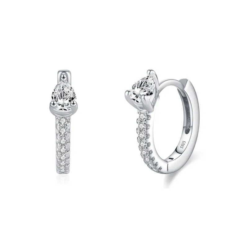 925 Sterling Silver Teardrop Zircon Hoop Earring 60200348