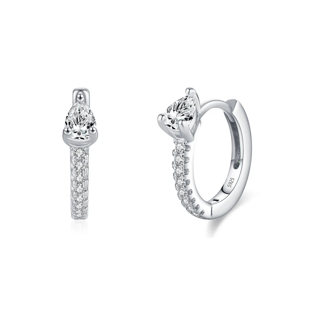 925 Sterling Silver Teardrop Zircon Hoop Earring 60200348