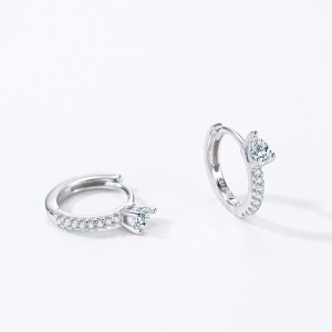 925 Sterling Silver Teardrop Zircon Hoop Earring 60200348