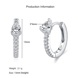 925 Sterling Silver Teardrop Zircon Hoop Earring 60200348