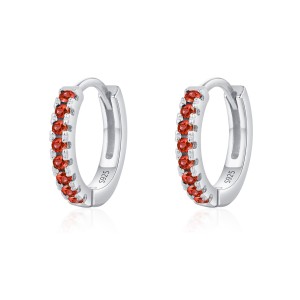 925 Sterling Silver Colorful Zircon Mini Hoop Earring 60200349