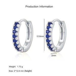 925 Sterling Silver Colorful Zircon Mini Hoop Earring 60200349
