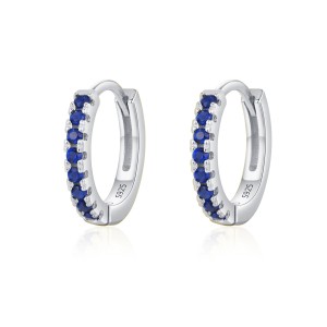 925 Sterling Silver Colorful Zircon Mini Hoop Earring 60200349