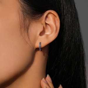 925 Sterling Silver Colorful Zircon Mini Hoop Earring 60200349