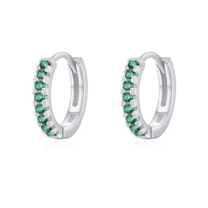 925 Sterling Silver Colorful Zircon Mini Hoop Earring 60200349