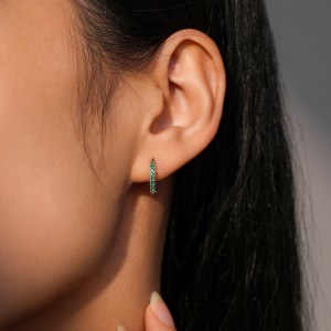 925 Sterling Silver Colorful Zircon Mini Hoop Earring 60200349