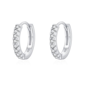 925 Sterling Silver Colorful Zircon Mini Hoop Earring 60200349