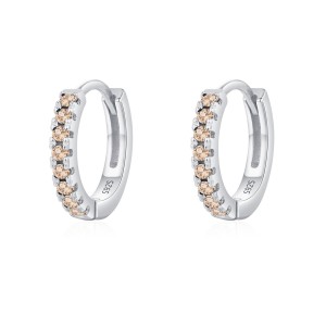 925 Sterling Silver Colorful Zircon Mini Hoop Earring 60200349