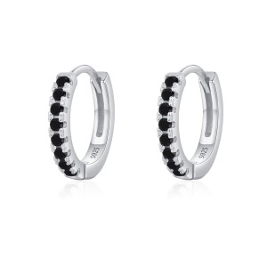 925 Sterling Silver Colorful Zircon Mini Hoop Earring 60200349