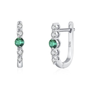925 Sterling Silver Vintage Emerald U-Shaped Earring 60200351 925 Sterling Silver Vintage Emerald U-Shaped Earring 60200351