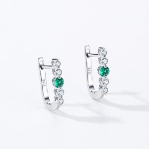 925 Sterling Silver Vintage Emerald U-Shaped Earring 60200351 925 Sterling Silver Vintage Emerald U-Shaped Earring 60200351