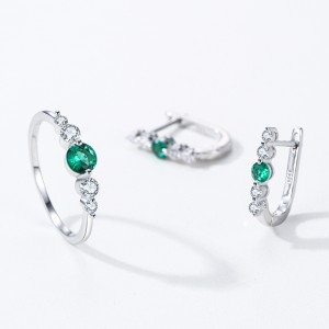 925 Sterling Silver Vintage Emerald U-Shaped Earring 60200351 925 Sterling Silver Vintage Emerald U-Shaped Earring 60200351