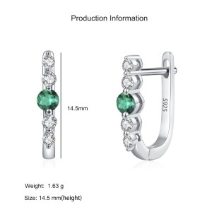 925 Sterling Silver Vintage Emerald U-Shaped Earring 60200351 925 Sterling Silver Vintage Emerald U-Shaped Earring 60200351