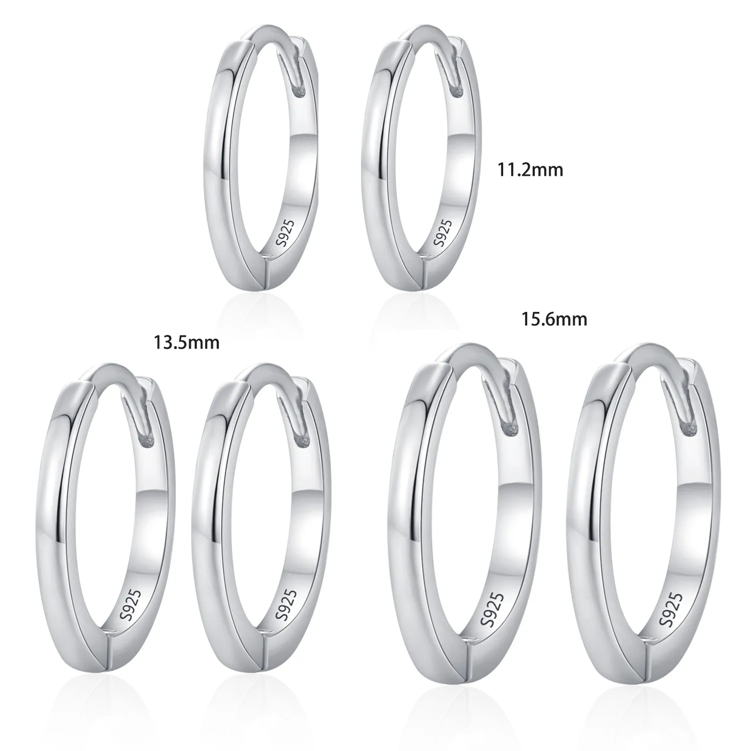 925 Sterling Silver Minimalist Plain Round Hoop Earrings 60200352