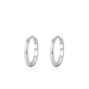 925 Sterling Silver Minimalist Plain Round Hoop Earrings 60200352