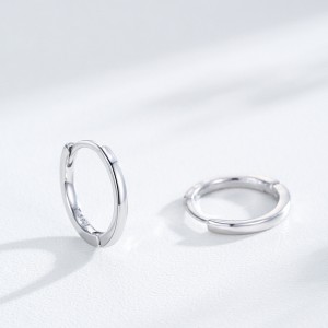 925 Sterling Silver Minimalist Plain Round Hoop Earrings 60200352