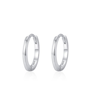925 Sterling Silver Minimalist Plain Round Hoop Earrings 60200352