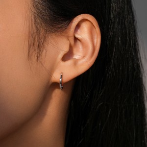 925 Sterling Silver Minimalist Plain Round Hoop Earrings 60200352