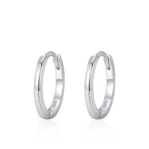 925 Sterling Silver Minimalist Plain Round Hoop Earrings 60200352