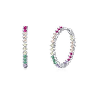 925 Sterling Silver Colorful Zircon Hoop Earring 60200353