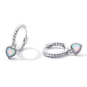 Vintage Heart Opal Hoop Charm Earrings 60300088