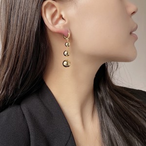 Geometric Metal Beads Charm Hoop Earring 60300105 Geometric Metal Beads Charm Hoop Earring 60300105