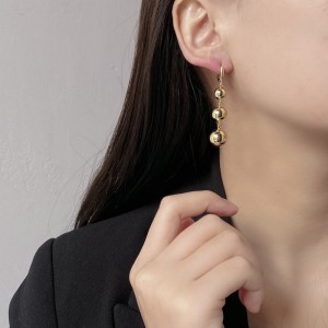 Geometric Metal Beads Charm Hoop Earring 60300105 Geometric Metal Beads Charm Hoop Earring 60300105