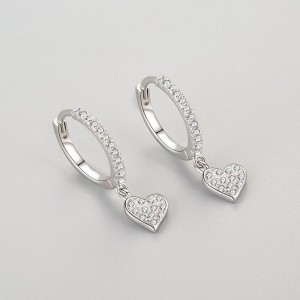 Zirconia Heart Dangle Hoop Earring 60300109