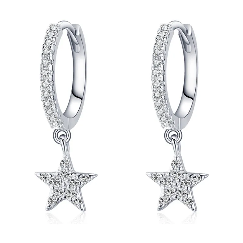 Zirconia Star Dangle Hoop Earring 60300110 Zirconia Star Dangle Hoop Earring 60300110