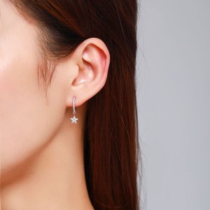 Zirconia Star Dangle Hoop Earring 60300110 Zirconia Star Dangle Hoop Earring 60300110