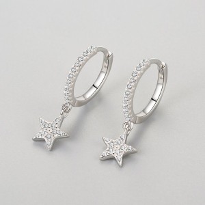 Zirconia Star Dangle Hoop Earring 60300110 Zirconia Star Dangle Hoop Earring 60300110