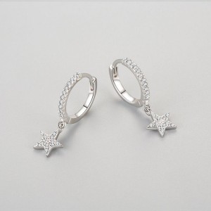 Zirconia Star Dangle Hoop Earring 60300110 Zirconia Star Dangle Hoop Earring 60300110