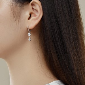 Round Square Zirconia Dangle Charm Hoop Earrings 60300123 Round Square Zirconia Dangle Charm Hoop Earrings 60300123