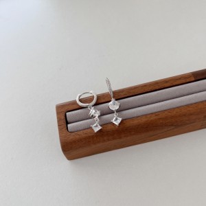 Round Square Zirconia Dangle Charm Hoop Earrings 60300123 Round Square Zirconia Dangle Charm Hoop Earrings 60300123