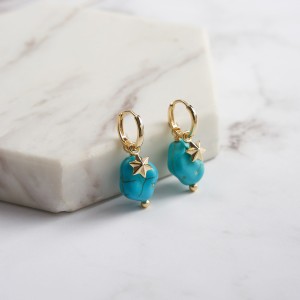 Vintage Turquoise Star Charm Hoop Earrings 60300129 Vintage Turquoise Star Charm Hoop Earrings 60300129