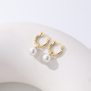 Simple Pearl Beads French Lock Hoop Earrings 60300134 Simple Pearl Beads French Lock Hoop Earrings 60300134