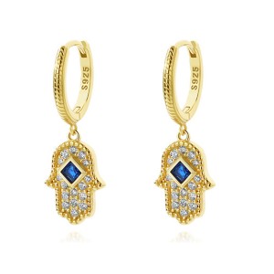Hamsa Hand Zirconia Charm Hoop Earrings 60300151 Hamsa Hand Zirconia Charm Hoop Earrings 60300151