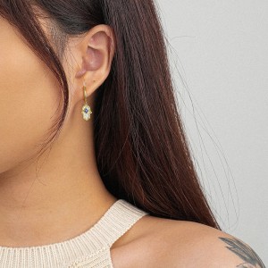 Hamsa Hand Zirconia Charm Hoop Earrings 60300151 Hamsa Hand Zirconia Charm Hoop Earrings 60300151