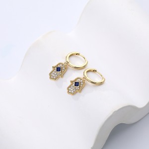 Hamsa Hand Zirconia Charm Hoop Earrings 60300151 Hamsa Hand Zirconia Charm Hoop Earrings 60300151