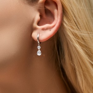 Spark Waterdrop Zirconia Charm Hoop Earrings 60300158 Spark Waterdrop Zirconia Charm Hoop Earrings 60300158